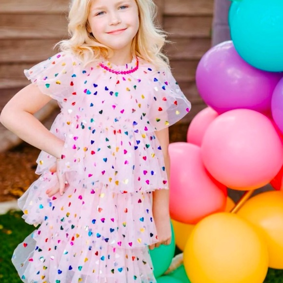 Pink tulle tiered heart dress - Picture 1 of 6